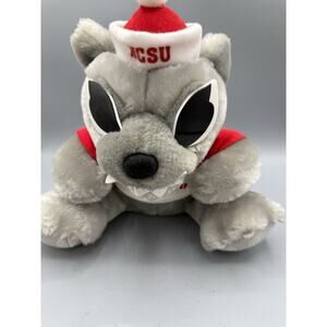 NC State Wolfpack Tuffy Mascot Plush NCSU Wolf Santa Hat Holiday Stuffed